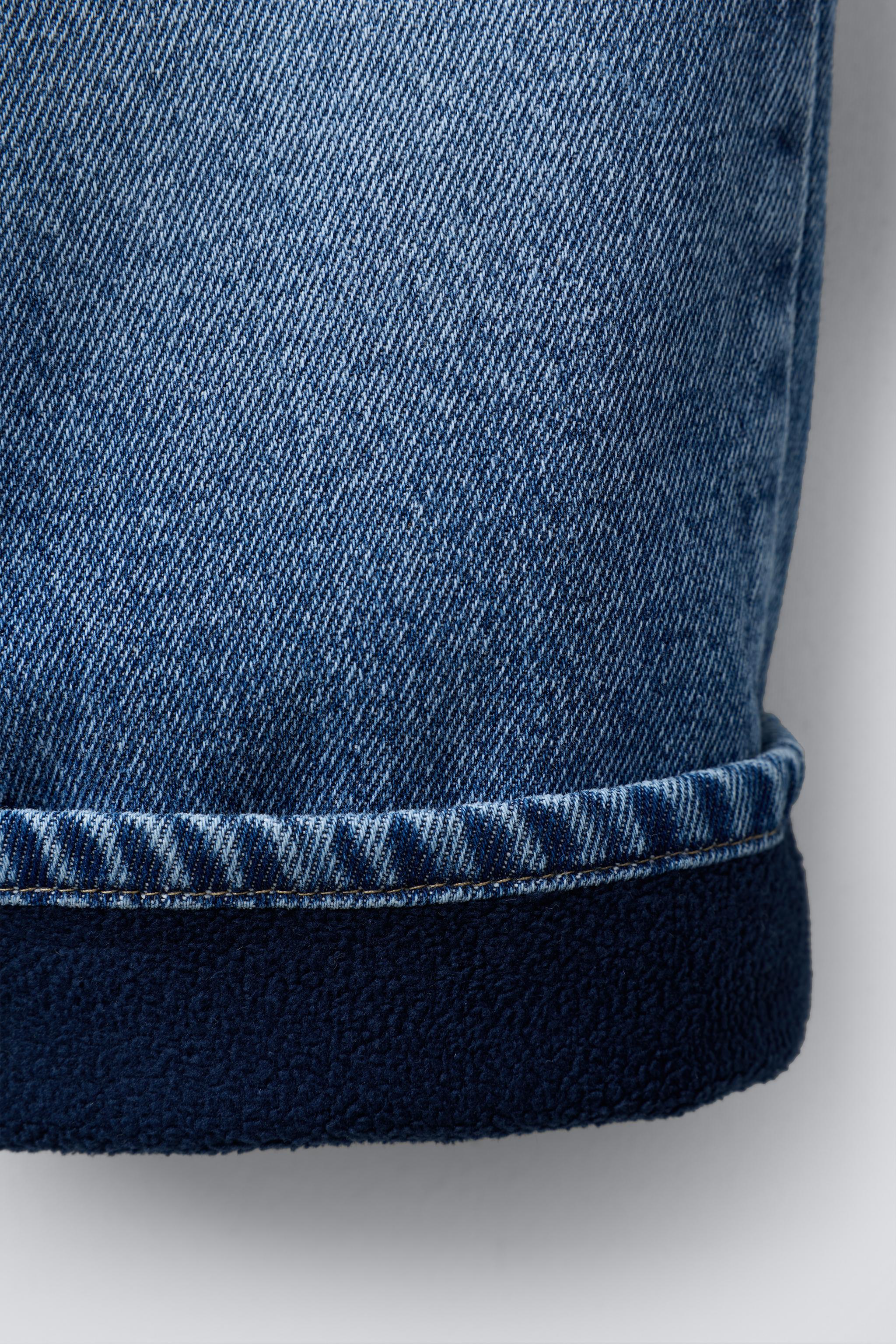 FLEECE-LINED WIDE LEG JEANS